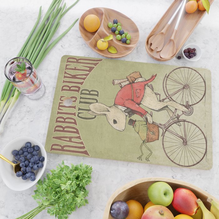 Rabbits Biker Club Cutting Board Gallery Image 2
