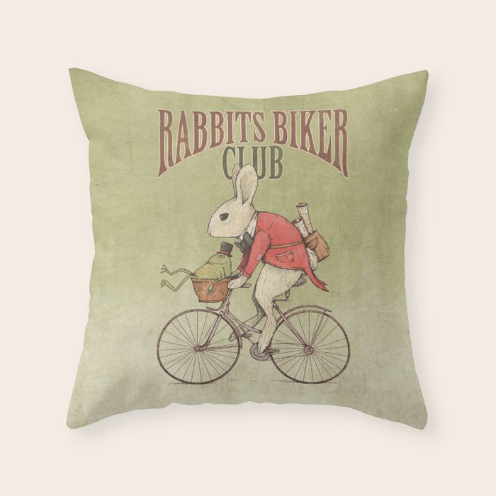 Rabbits Biker Club Throw Pillow Gallery Image 1