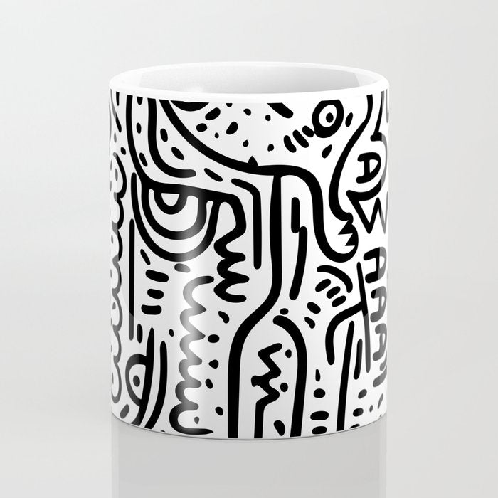 Street Art Graffiti Love Black and White Coffee Mug Gallery Image 4