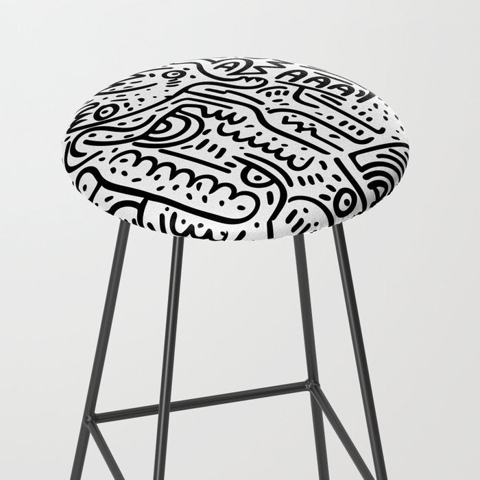Street Art Graffiti Love Black and White Stool Gallery Image 2