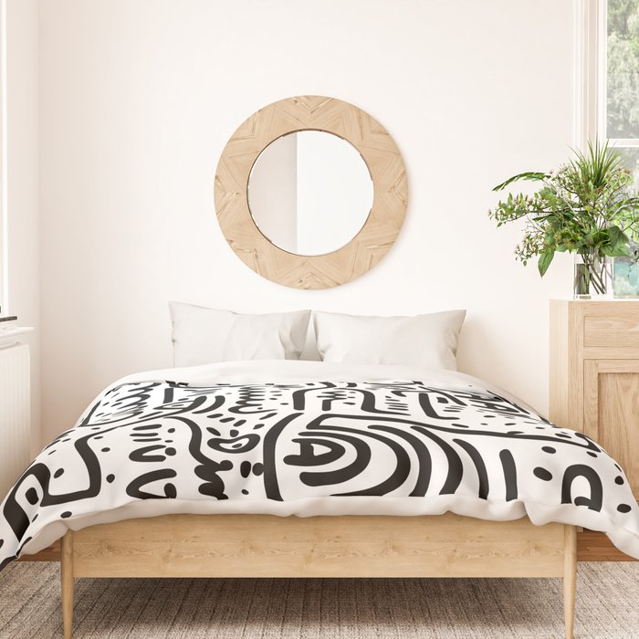 Street Art Graffiti Love Black and White Duvet Cover Gallery Image 3