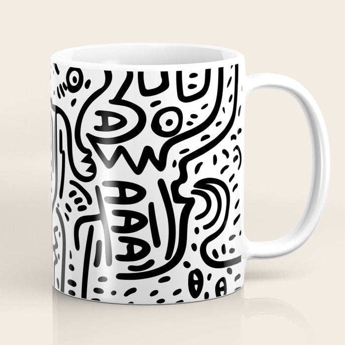 Street Art Graffiti Love Black and White Coffee Mug Gallery Image 1