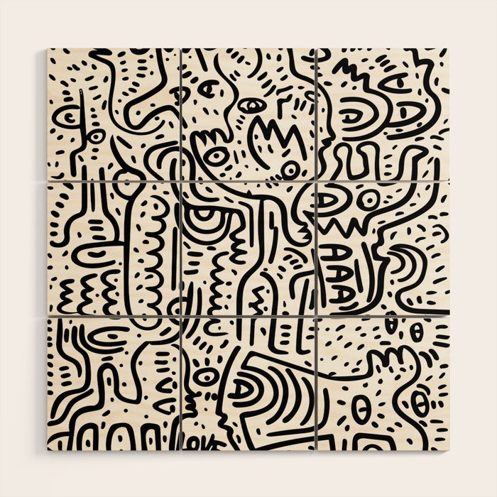 Street Art Graffiti Love Black and White Wood Wall Art Gallery Image 1