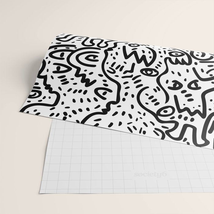 Street Art Graffiti Love Black and White Wrapping Paper Gallery Image 2