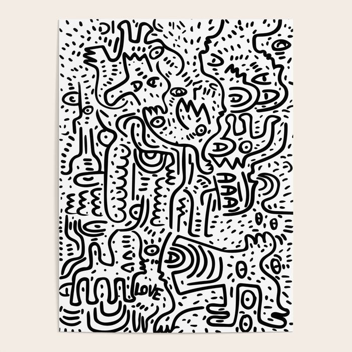 Street Art Graffiti Love Black and White Poster Gallery Image 1
