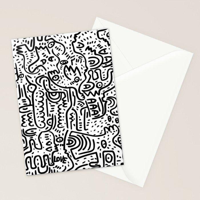 Street Art Graffiti Love Black and White Stationery Card Gallery Image 2