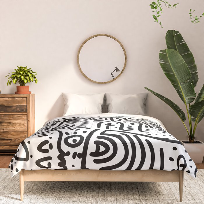 Street Art Graffiti Love Black and White Comforter Gallery Image 3