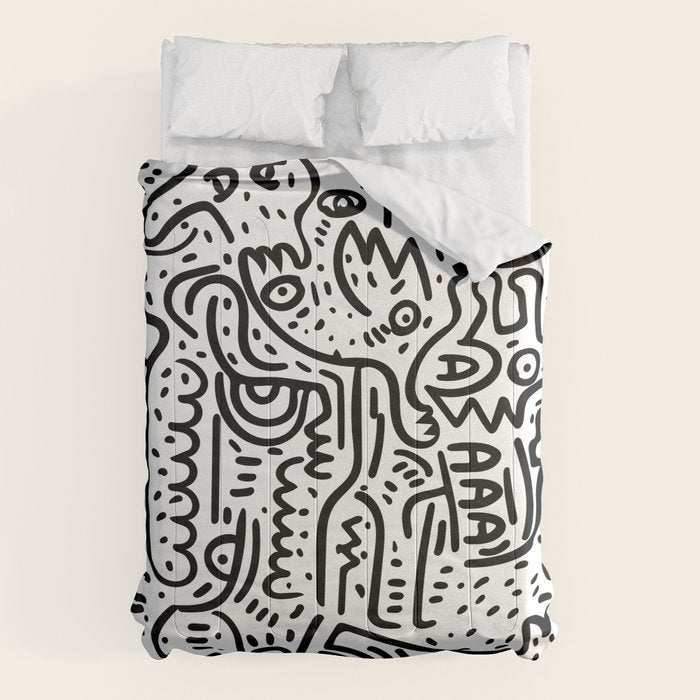 Street Art Graffiti Love Black and White Comforter Gallery Image 6