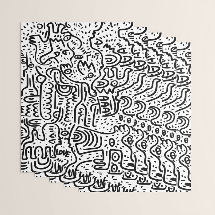 Street Art Graffiti Love Black and White Wrapping Paper Gallery Image 3