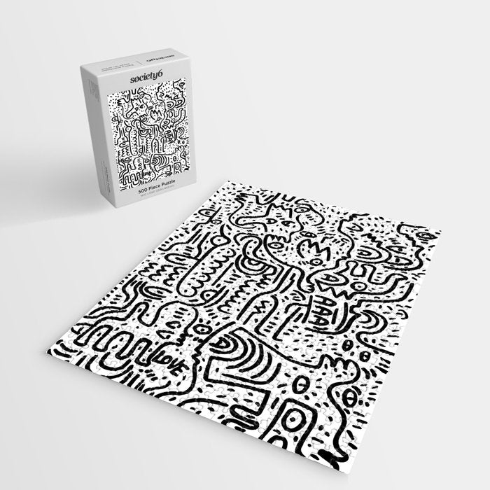 Street Art Graffiti Love Black and White Jigsaw Puzzle Gallery Image 2