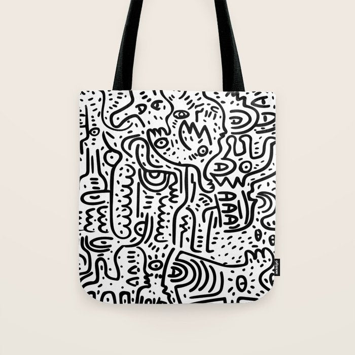 Street Art Graffiti Love Black and White Tote Bag Gallery Image 1