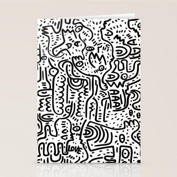 Street Art Graffiti Love Black and White Stationery Card Gallery Image 2