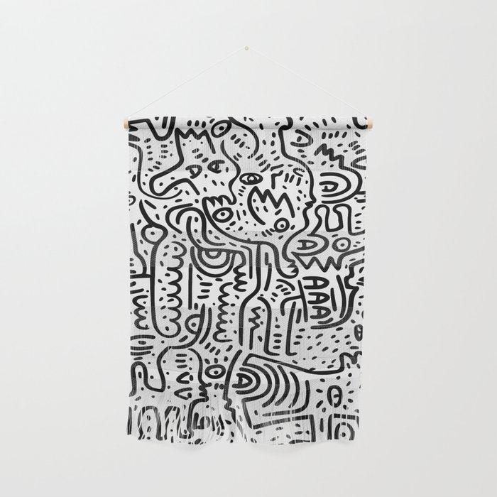 Street Art Graffiti Love Black and White Wall Hanging Gallery Image 1