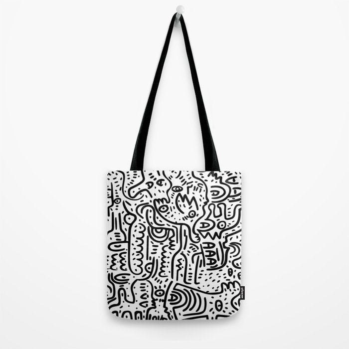 Street Art Graffiti Love Black and White Tote Bag Gallery Image 2