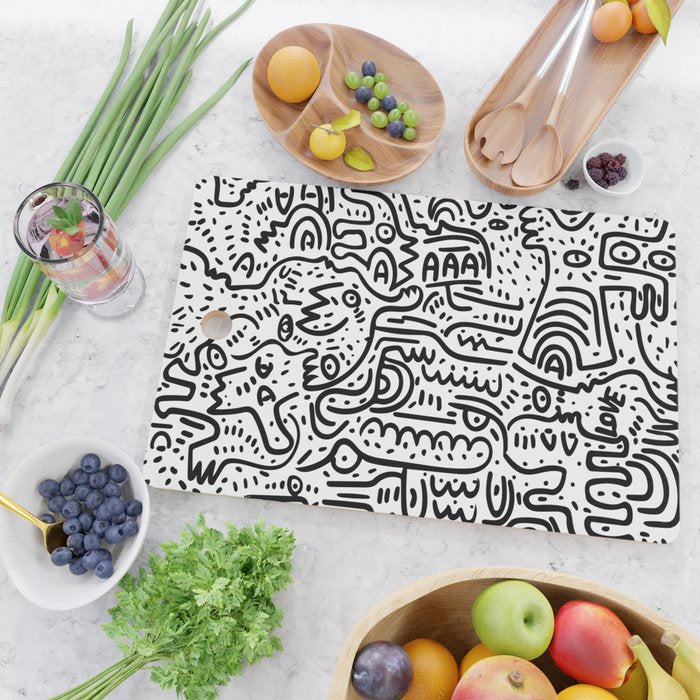 Street Art Graffiti Love Black and White Cutting Board Gallery Image 2