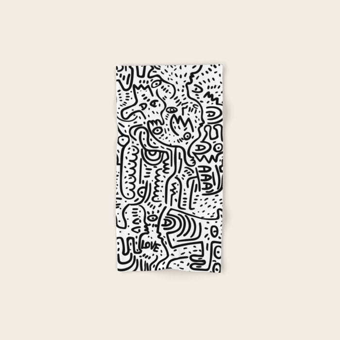 Street Art Graffiti Love Black and White Bath Towel Gallery Image 1