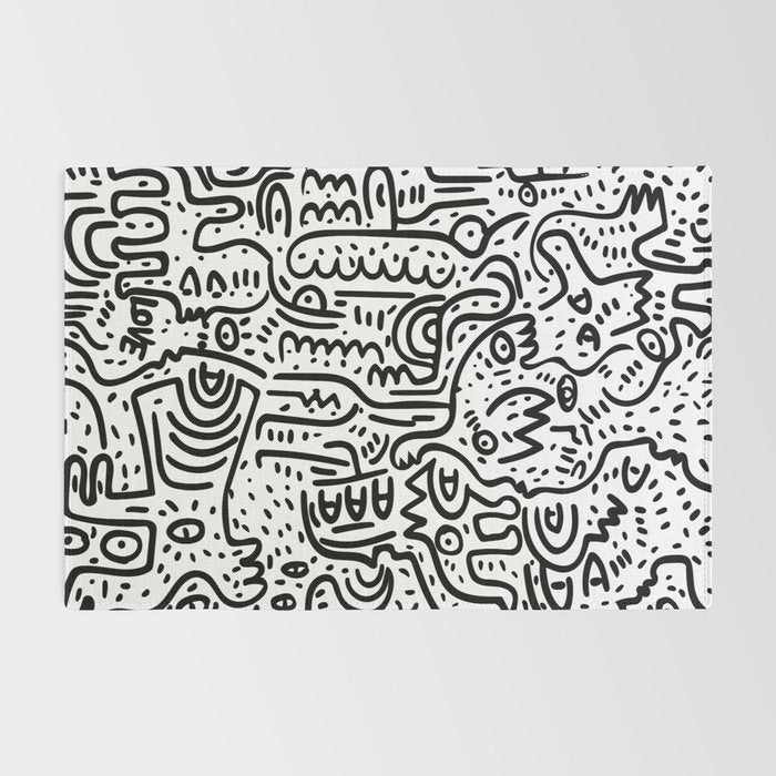 Street Art Graffiti Love Black and White Rug Gallery Image 2