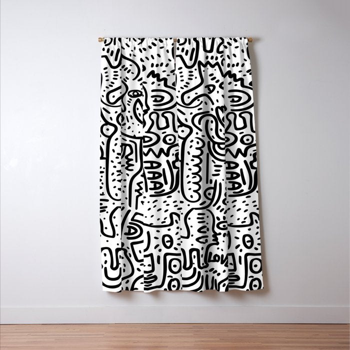 Street Art Graffiti Love Black and White Window Curtain Gallery Image 3