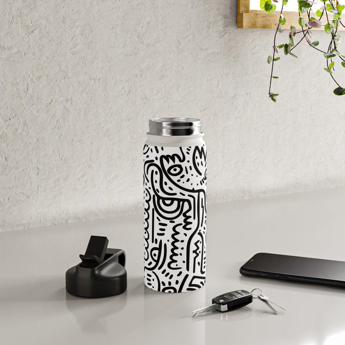 Street Art Graffiti Love Black and White Water Bottle Gallery Image 5