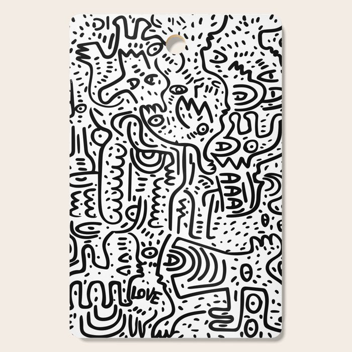 Street Art Graffiti Love Black and White Cutting Board Gallery Image 1