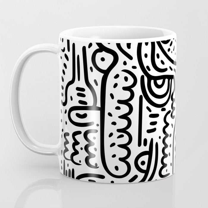 Street Art Graffiti Love Black and White Coffee Mug Gallery Image 3