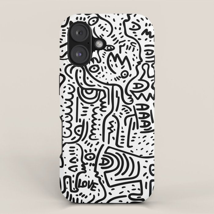 Street Art Graffiti Love Black and White iPhone Case Gallery Image 1