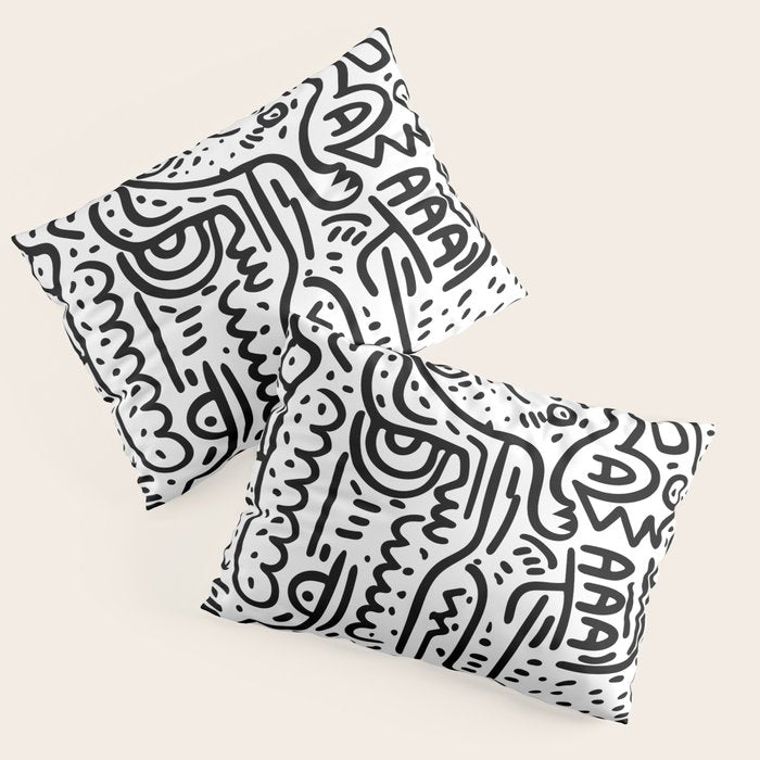 Street Art Graffiti Love Black and White Pillow Sham Gallery Image 3