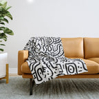 Street Art Graffiti Love Black and White Throw Blanket Gallery Image 1
