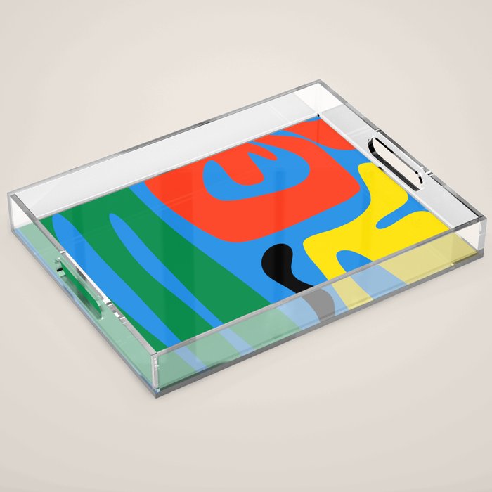 Bold and Colorful Mid Century Modern Kwaito Abstract Acrylic Tray Gallery Image 1