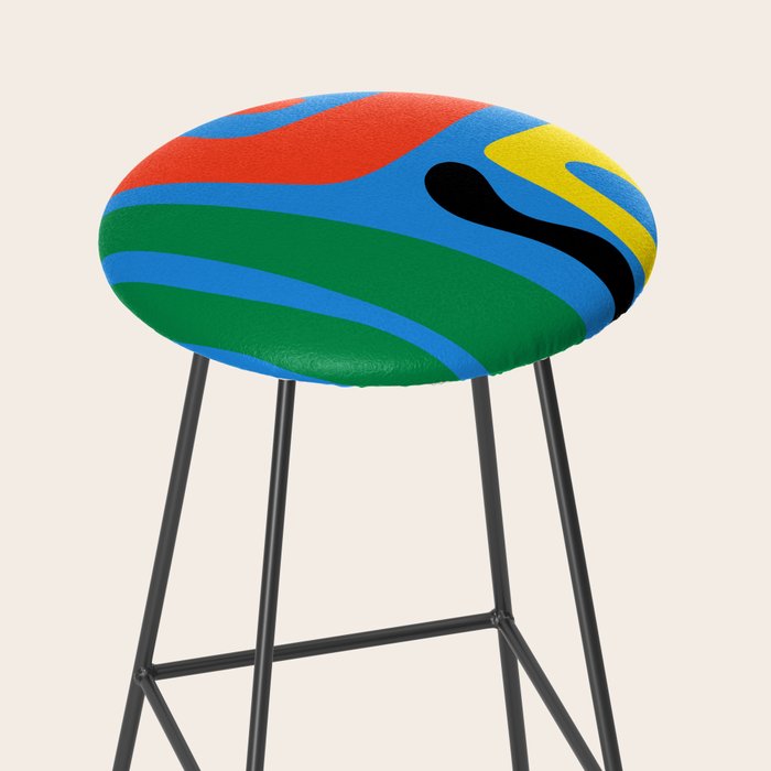 Bold and Colorful Mid Century Modern Kwaito Abstract Stool Gallery Image 2