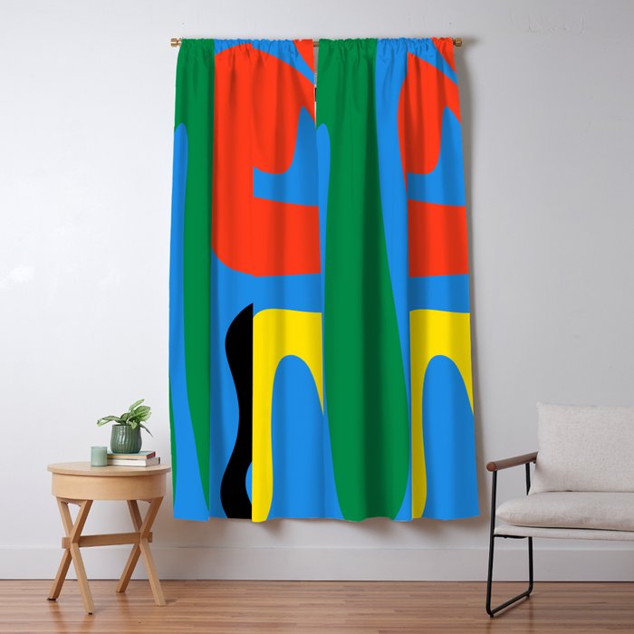 Bold and Colorful Mid Century Modern Kwaito Abstract Window Curtain Gallery Image 5