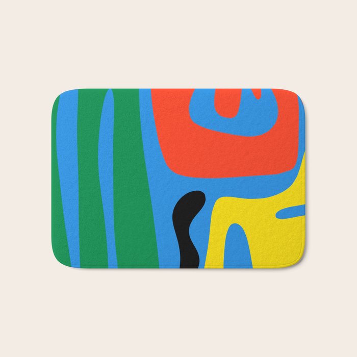 Bold and Colorful Mid Century Modern Kwaito Abstract Bath Mat Gallery Image 1