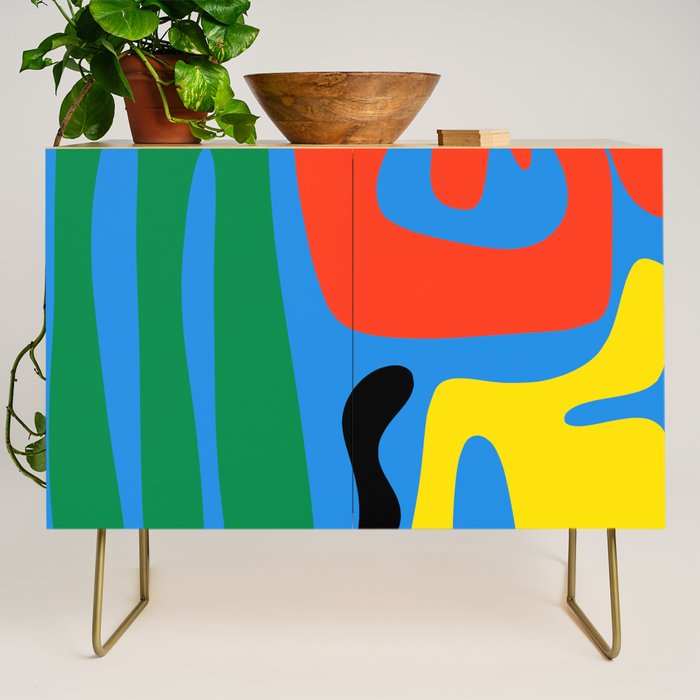 Bold and Colorful Mid Century Modern Kwaito Abstract Credenza Gallery Image 1