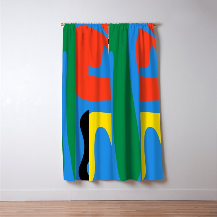 Bold and Colorful Mid Century Modern Kwaito Abstract Window Curtain Gallery Image 3