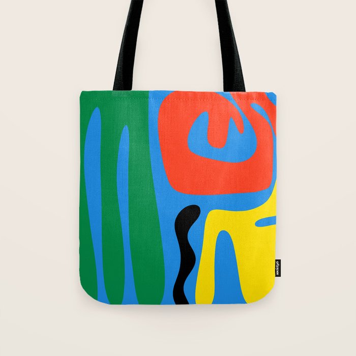 Bold and Colorful Mid Century Modern Kwaito Abstract Tote Bag Gallery Image 1