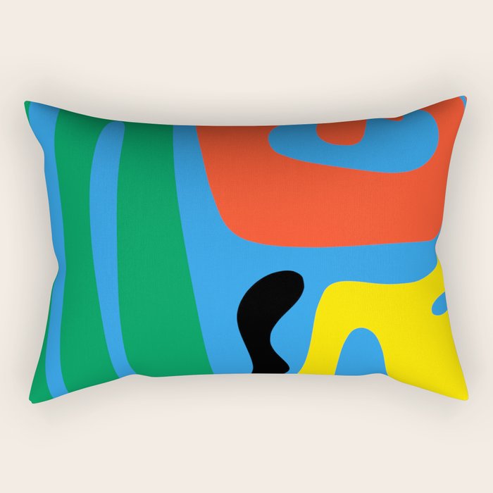 Bold and Colorful Mid Century Modern Kwaito Abstract Rectangular Pillow Gallery Image 2