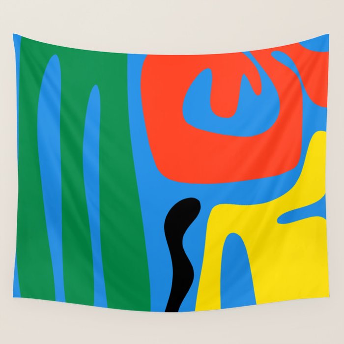 Bold and Colorful Mid Century Modern Kwaito Abstract Wall Tapestry Gallery Image 4