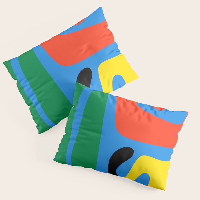 Bold and Colorful Mid Century Modern Kwaito Abstract Pillow Sham Gallery Image 1