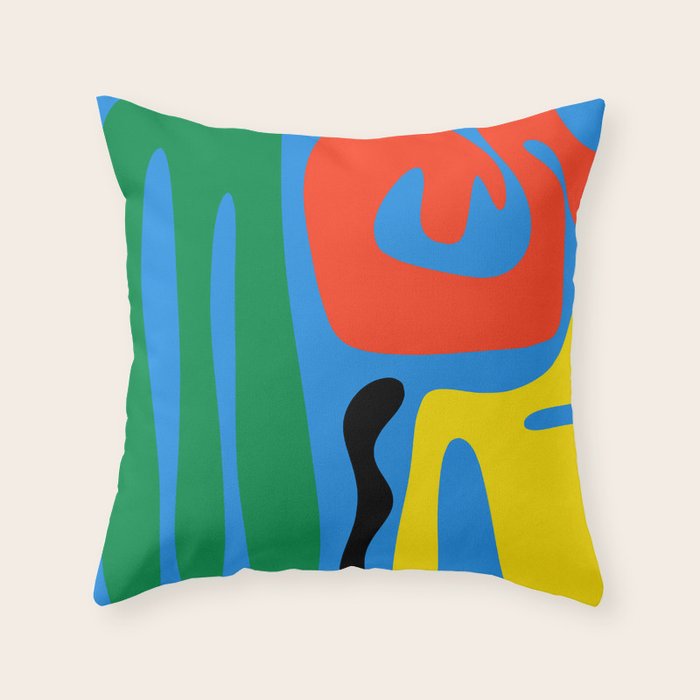 Bold and Colorful Mid Century Modern Kwaito Abstract Throw Pillow Gallery Image 6