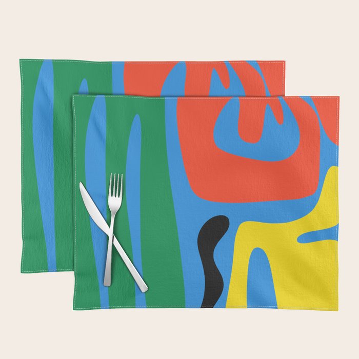 Bold and Colorful Mid Century Modern Kwaito Abstract Placemat Gallery Image 1