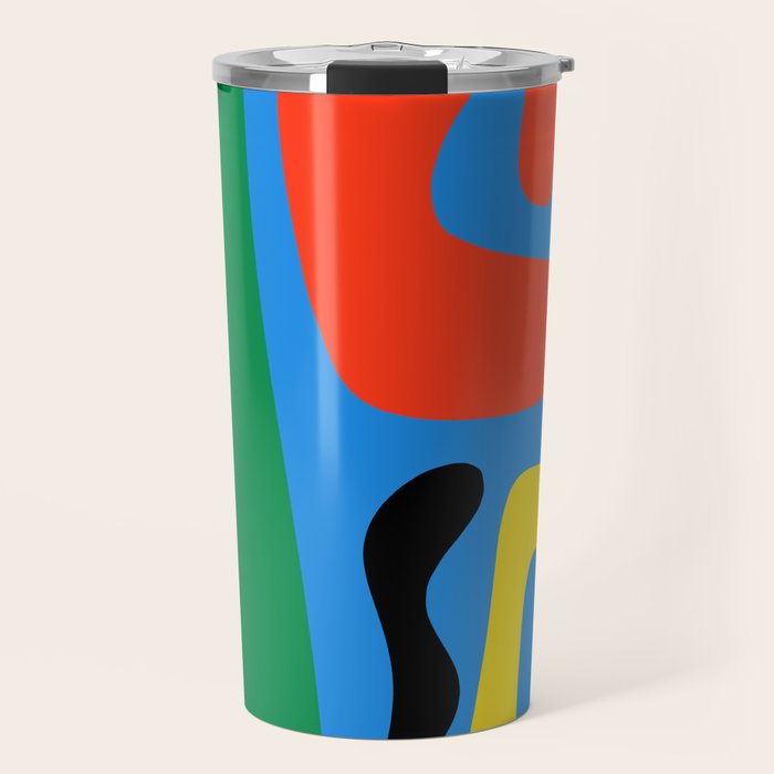 Bold and Colorful Mid Century Modern Kwaito Abstract Travel Mug Gallery Image 1