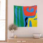 Bold and Colorful Mid Century Modern Kwaito Abstract Wall Tapestry Gallery Image 2