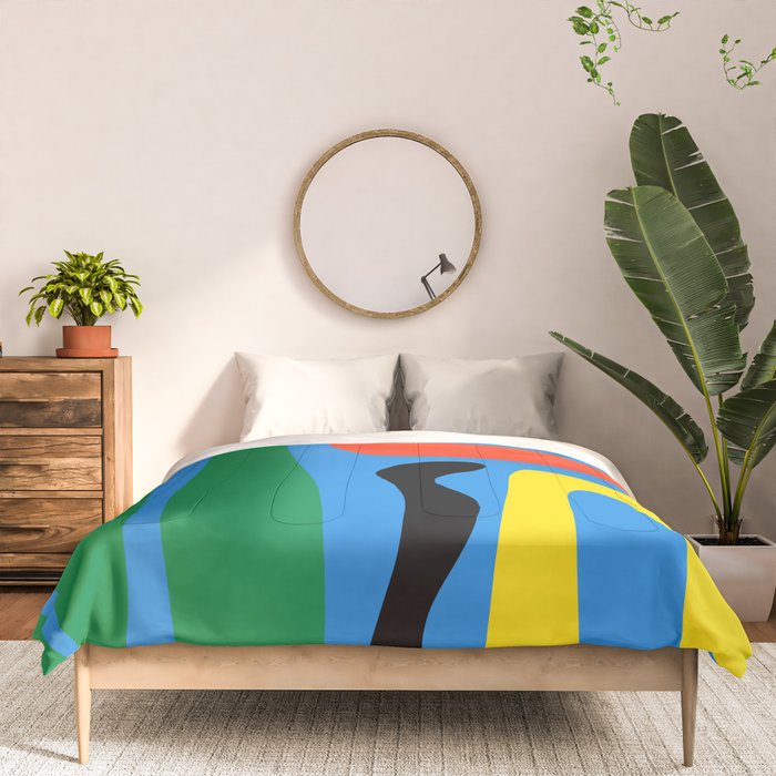 Bold and Colorful Mid Century Modern Kwaito Abstract Comforter Gallery Image 3