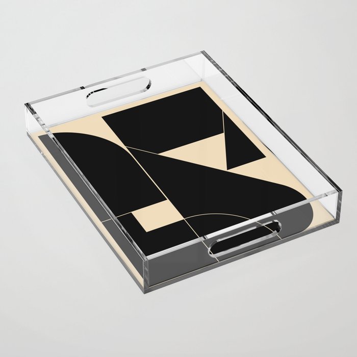 Geometric Shapes Black and White 6 Acrylic Tray Gallery Image 1