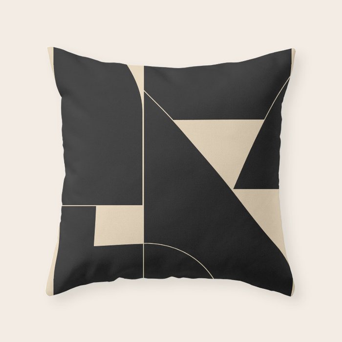 Geometric Shapes Black and White 6 Throw Pillow Gallery Image 1