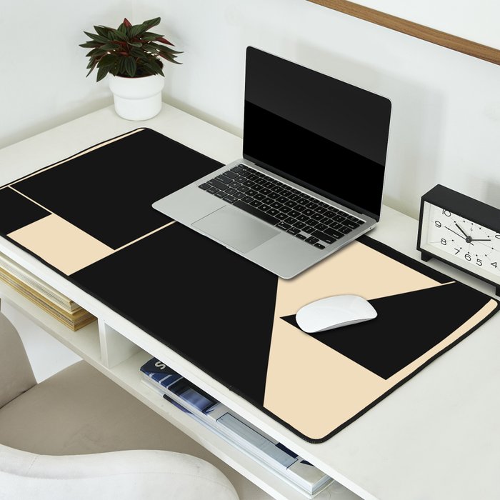 Geometric Shapes Black and White 6 Desk Mat Gallery Image 2