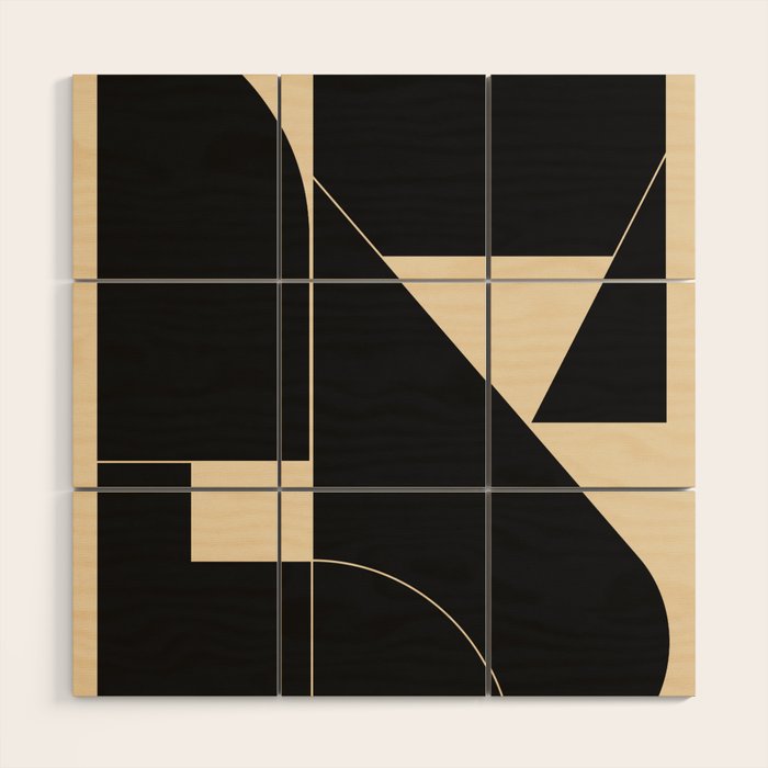 Geometric Shapes Black and White 6 Wood Wall Art Gallery Image 1
