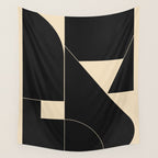 Geometric Shapes Black and White 6 Wall Tapestry Gallery Image 4