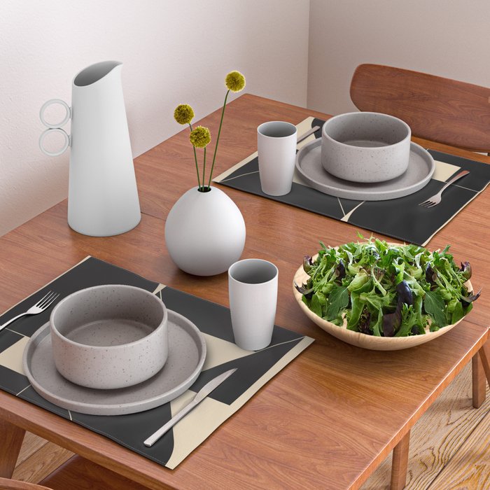 Geometric Shapes Black and White 6 Placemat Gallery Image 2