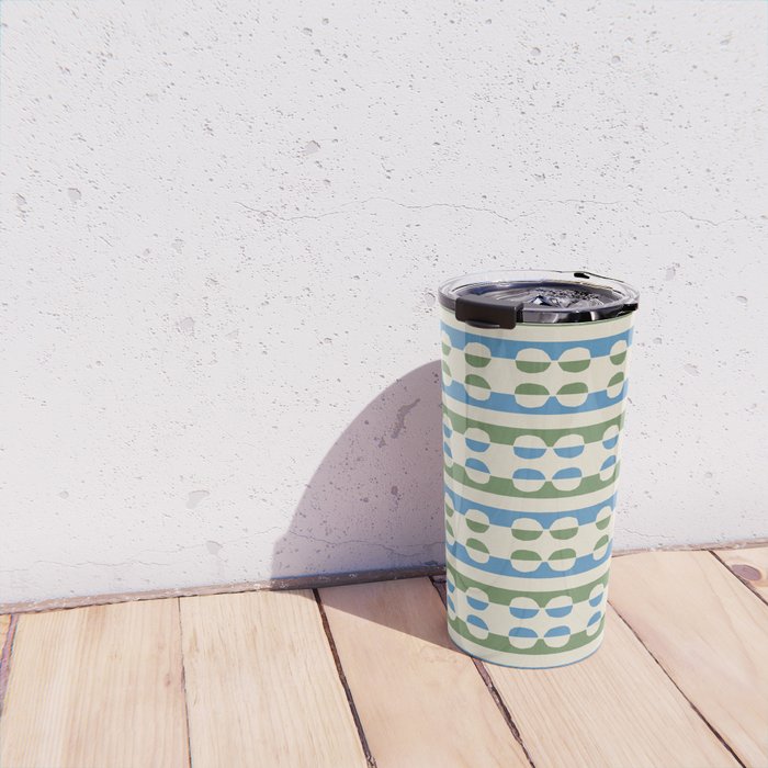 Dots and Lines - Blue and Green Travel Mug Gallery Image 4